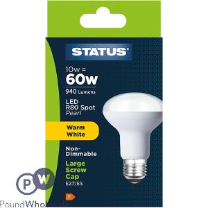 Status R80 Spot 10w=60w Pearl E27 Warm White Led Light Bulb