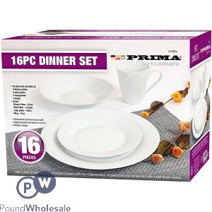 Prima White Dinner Set 16pc