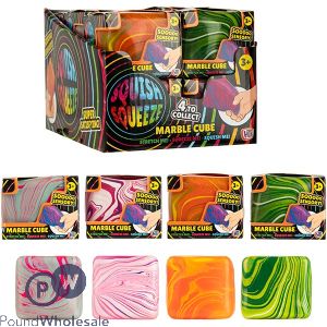 Squish Squeeze Super Squishy Marble Cube Squish Toy 6cm Cdu Assorted Colours