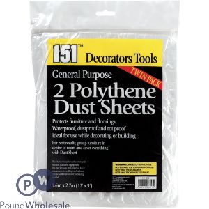 151 General Purpose Polythene Dust Sheets 3.6m X 2.7m 2pc