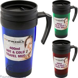 Prima Hot & Cold Travel Mug Assorted Colours 400ml