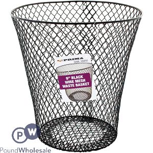 Prima Black Wire Mesh Waste Basket 9"