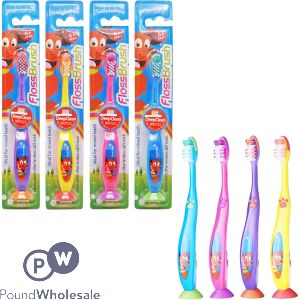 Brush Baby 6+ Flossbrush Deep Clean Kids Toothbrush Cdu Assorted Colours