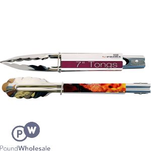 Prima Stainless Steel Scalloped Tongs 7"