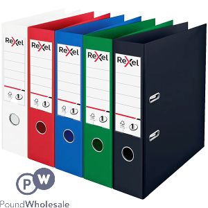 Rexel A4 Polypropylene Lever Arch File 75mm Assorted Colours