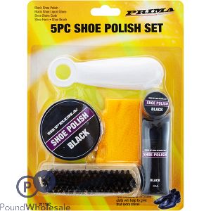 Prima Black Shoe Polish Set 5pc