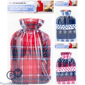 Prima Fleece Cover Hot Water Bottle 2l Assorted