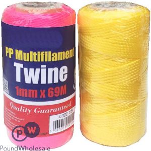 Pp Multifilament Twine 1mm X 69m 3 Assorted Colours