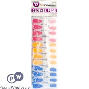 Prima Deluxe Plastic Clothes Pegs 12 Pack