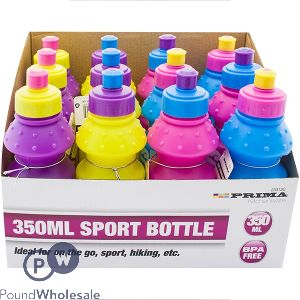 PRIMA SPORTS BOTTLE 350ML ASSORTED COLOURS CDU