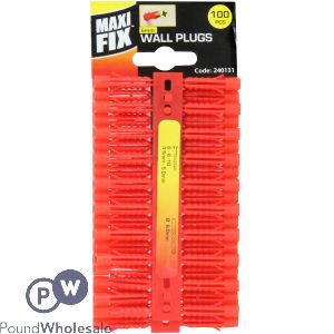 Maxifix 100pc 6mm Red Plastic Wall Plugs