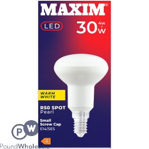 Maxim 4W-30W R50 Spot Warm White Pearl E14 SES LED Light Bulb