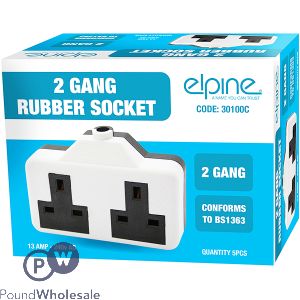 Elpine 2-Gang 13Amp Rubber Sockets