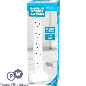 Elpine 10 Gang 13amp Neon Extension Lead Tower 2m