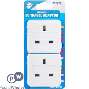 Elpine 10Amp UK-To-European Travel Adapter 2 Pack