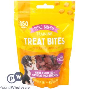 Pure Breed 100% Natural Chicken Training Dog Treat Bites 150 Pack