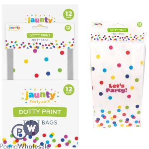 Jaunty Dotty Print Party Treat Bags 12 Pack