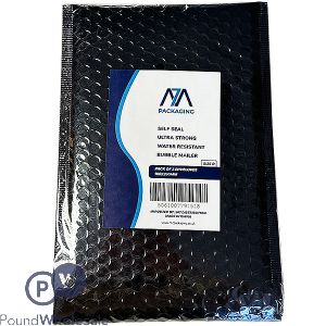 Size D Black Metallic Bubble Water-resistant Mailing Bags 3 Pack 180mm X 265mm