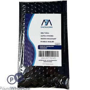 Size B Black Metallic Bubble Water-resistant Mailing Bags 3 Pack 120mm X 215mm
