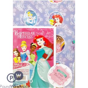 Disney Princess Birthday Card Gift Wrap Tag Set