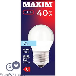 Maxim 6W-40W E27 ES Round Day Light LED Light Bulb