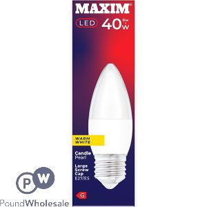 Maxim 6w=40w Candle Pearl Warm White E27 Es Led Light Bulb