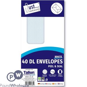 Just Stationery Dl Window Peel & Seal Envelopes 110mm X 220mm 40 Pack