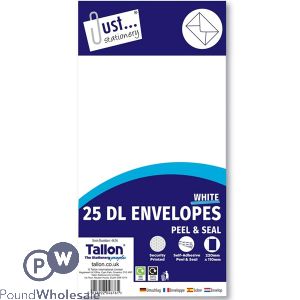 Just Stationery Dl Peel & Seal Envelopes 220mm X 110mm 25 Pack