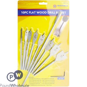 Marksman Flat Wood Drill Bit Set 10pc