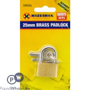 Marksman 25mm Brass Padlock With 3 Keys