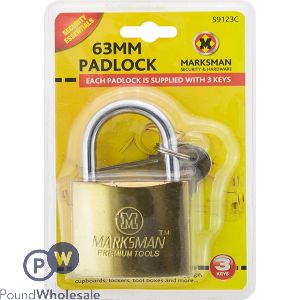 Marksman 63mm Brass-plated Padlock With 3 Keys