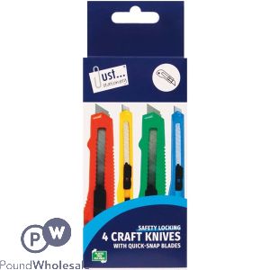 Just Stationery Snap-off Blade Craft Knives Assorted 4 Pack