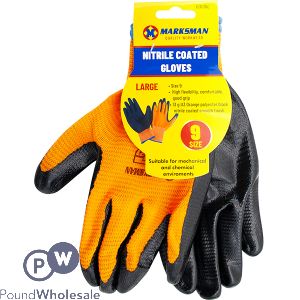 Marksman Nitrile-coated Orange Polyester Gloves Large
