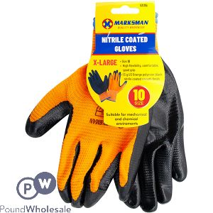 Marksman Nitrile-coated Orange Polyester Gloves Xl