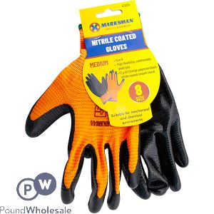 Marksman Nitrile-coated Orange Polyester Work Gloves Medium