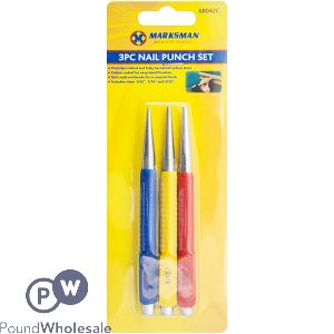 Marksman Colour-coded Nail Punch Set 3pc