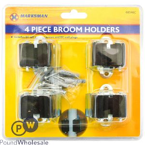 Marksman Broom & Mop Holders Set 4 Pack