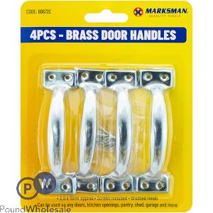 Marksman Brass Door Handles 10cm 4pc