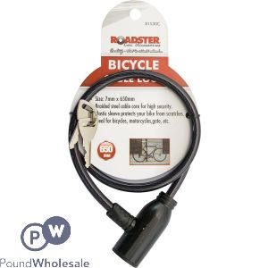Roadster Bicycle Cable Lock With 2 Keys 7mm X 650mm