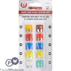 Roadster 5Amp-30Amp Car Fuses Assorted 20pc