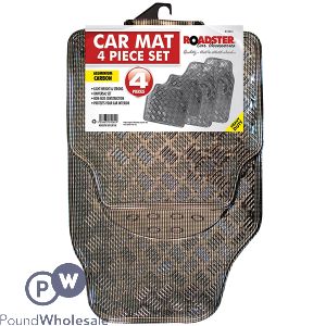 Roadster Aluminium Carbon Car Mat Set 4pc