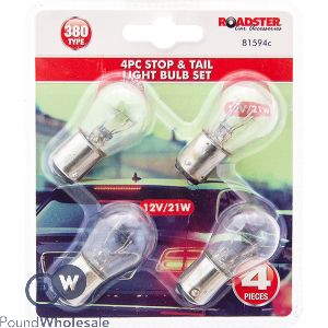 Roadster 12V/21W 380 Type Stop & Tail Car Light Bulb Set 4pc