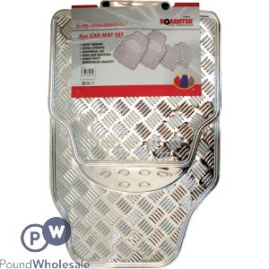 Roadster Aluminium Silver Car Mat Set 4pc