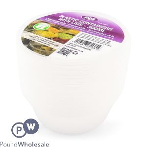 Clear Plastic Round Food Containers With Lid 300ml 8 Pack