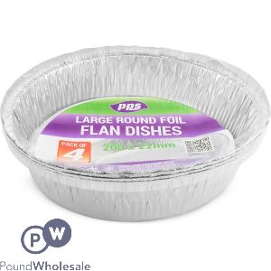 Large Round Foil Flan Dishes 20cm X 2.2cm 4 Pack