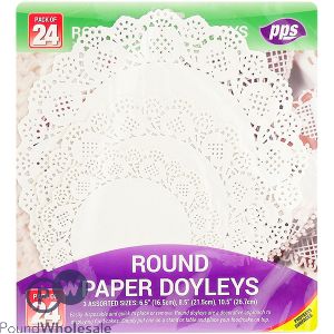 Assorted Round Paper Doyley Table Covers 24 Pack