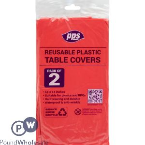 Red Plastic Party Table Covers 54&quot; X 54&quot; 2 Pack