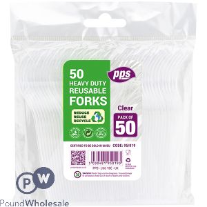 Pps Heavy Duty Reusable Clear Plastic Forks 50 Pack