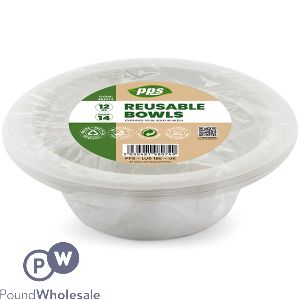 White Plastic Reusable Bowls 12oz 14 Pack
