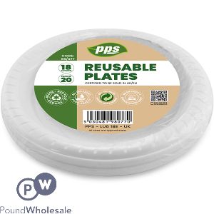 White Plastic Reusable Plates 18cm 20 Pack